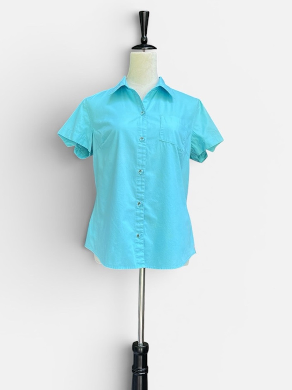 Columbia Women's Short Sleeve Button-up Hiking Shirt in Turquoise Blue Sz M